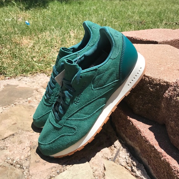 Reebok Classic Leather Green Suede Low Top Shoes - Picture 7 of 9